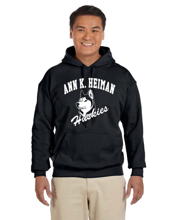 Heiman Elementary School Adult Black Fleece Pullover Hooded Sweatshirt