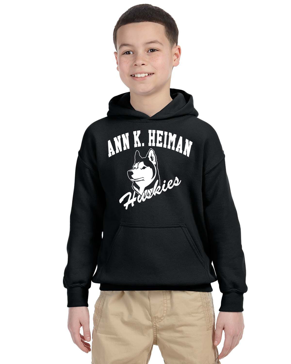 Heiman Elementary School Youth Black Fleece Pullover Hooded Sweatshirt