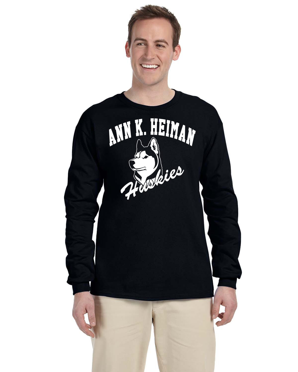 Heiman Elementary School Adult Black Long Sleeve Cotton T-shirt
