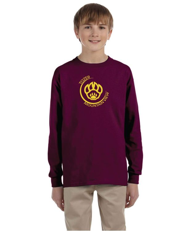 TMVE Youth Long Sleeve Shirtntain View Elementary School Youth Maroon Long Sleeve Cotton T-Shirt