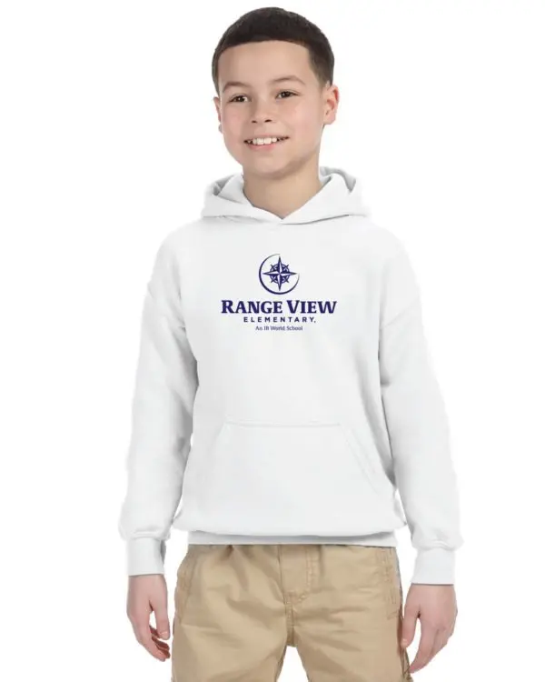 Range View Elementary School Youth White Fleece Pullover Hooded Sweatshirt